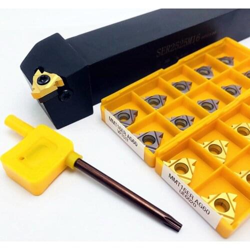 SER 1212H16 SER1616H16 SER2020K16 SER2525M16 SEL2020K16 external thread turning tool holder + 10PCScarbide insert MMT 16ER AG60
