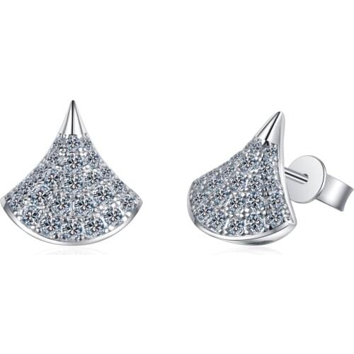 925 Sterling Silver Ear Studs Excellent Moissanite 0.76ct Gem Skirt Shape Fashion Diamond Wedding Earring Luxury Jewelry