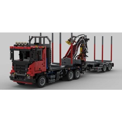 Technology Building Blocks MOC Scania Truck Forest Pneumatic Logging Machine Cargo Pallet Assembly Toy Model Boy Birthday Gift