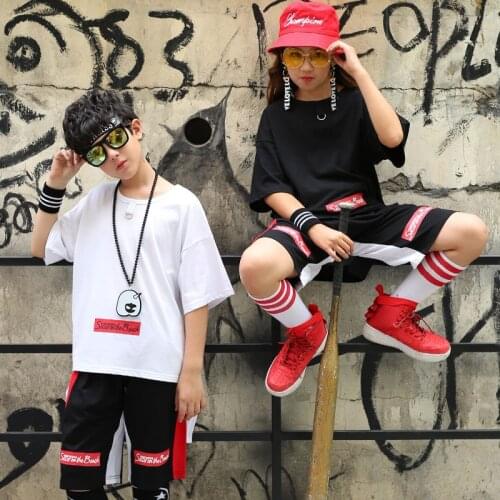 Korean Style Boy Hoodies Boy Girl Hip Hop Dance Costume Kids Street Dance Costume Modern Child Jazz Dance Clothing 90