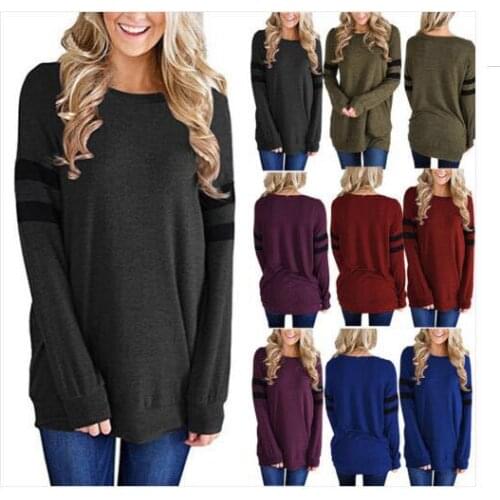 Spring Women Striped Splicing Baseball T-Shirt 2018 Fashion Clothing Casual O Neck Long Sleeve Top Tee Female All Match Loose T