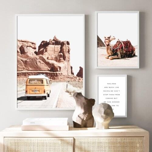Vintage Car Alpaca Mountain Road Quotes Wall Art Print Canvas Painting Nordic Posters And Prints Wall Pictures For Living Room