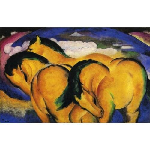 High quality Oil painting Canvas Reproductions The Little Yellow Horses 1912 By Franz Marc hand painted