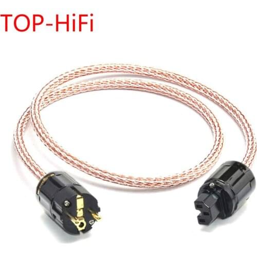 TOP-HiFi High Quality 7NOCC TC Audiophile European AC Power Cord Cable Hi-End Schuko EUR US EU Gold plated Power Plug