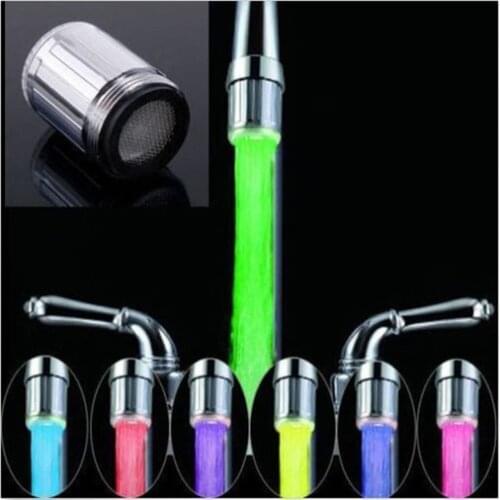 Novelty Design 7 Color RGB Colorful LED Light Water Glow Faucet Tap Head Home Bathroom Decoration Stainless Steel Water Tap