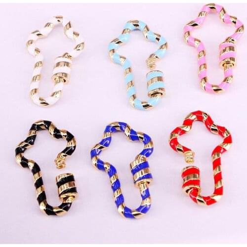 10Pcs,NEW Silver / Gold Color Cross Screw Clasps Enamel Lock Carabiner Copper Connector For Jewelry Making DIY Accessories