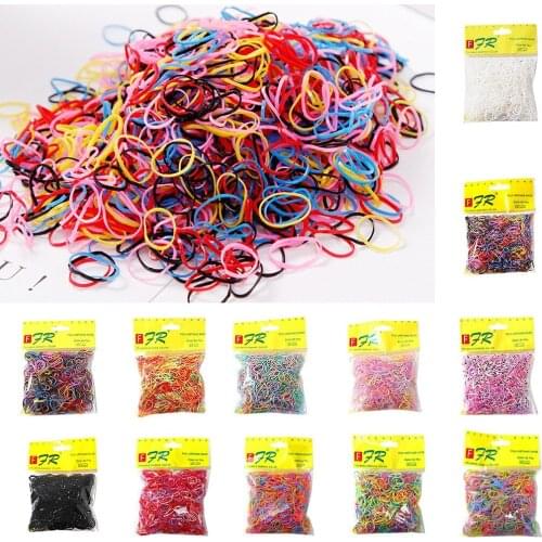 1000 / Pack Girl Colorful Fashion Disposable Rubber Band Elastic Multicolor Hair Band Ponytail Holder Headband Accessories Mujer