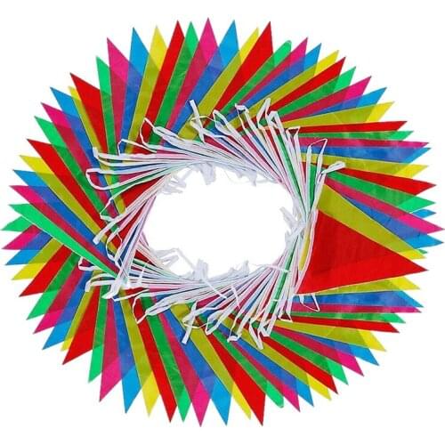 125 Feet Multicolor Nylon Pennant Banners With 100 e Flags For Indoor Outdoor Party Home Garden Decoration 38 Meter 28x18Cm