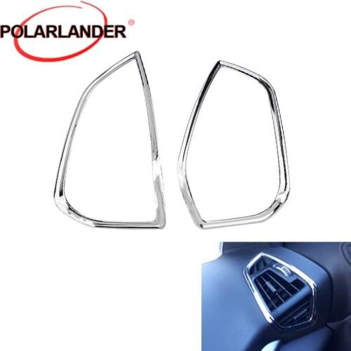2pcs Cover Frame ABS for Ford Air Vent Outlet Trim KUGA ESCAPE 2013-2018 silver NEW Chrome Side Dashboard