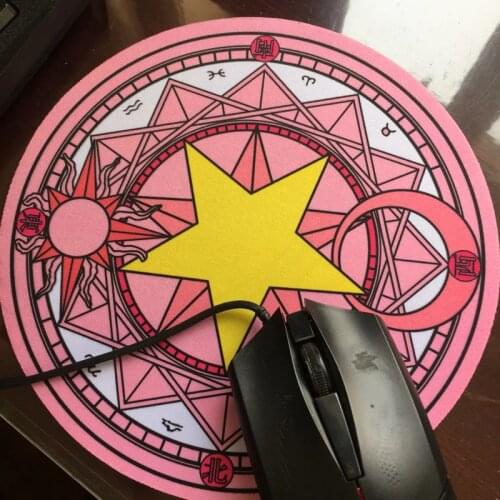 2style Anime Card Captor Sakura Figure Kinomoto Sakura Star The Clow Action Figure Magic Array Printed Rubber Round Mouse Mad