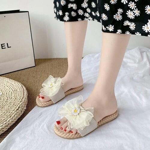 2021 Beach Shoes, Womens Slipper, Outdoor Bow, Deluxe Slide, Flat Shoes, Designer Rubber Soft-Soled Slipper Sandal