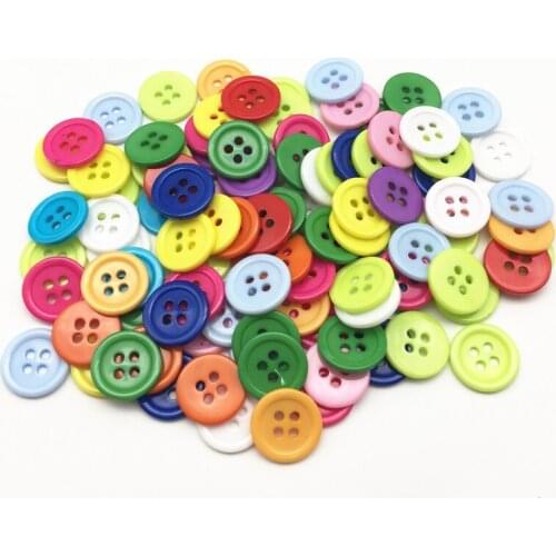 300pcs 15mm Mixed Resin Round Buttons Sewing Accessories Baby Fancy 4 Holes Button For Scrapbooking Embellishments