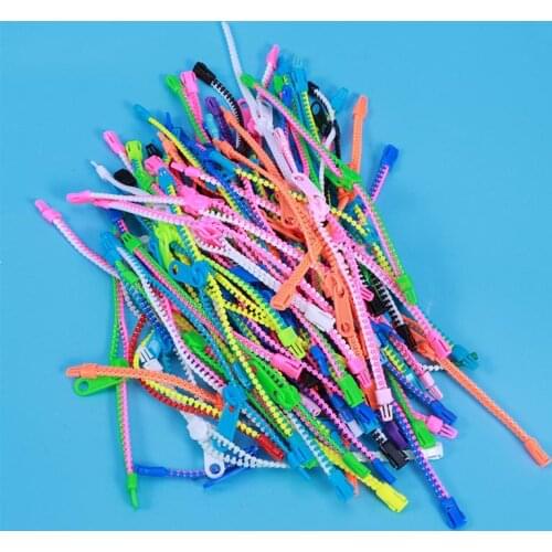 48PCS Friendship Fidget Zipper Bracelets Sensory Toys Bulk Set Neon Colors,Party Favors for Kids Goodie Bags Easter Egg Basket