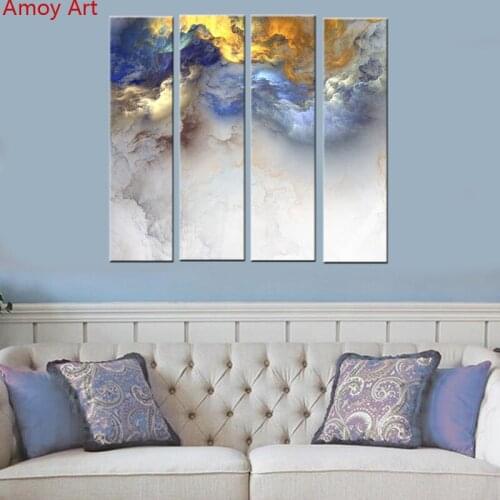 4 Piece Abstract Clouds Painting On Canvas Wall Pictures for Living Room Print Wall Art Home Decor Canvas Art for bedroom