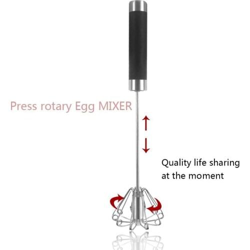 Self Turning Automatic Egg Beater 304 Stainless Steel Egg Whisk Manual Hand Mixer Egg Stirrer Kitchen Accessories Egg Tools