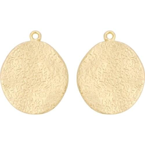 20 x Gold Tone Large Hammered Irregular Circle Round Charms Pendants for Earrings Jewelry Making Accessories 24x19mm