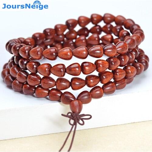 JoursNeige Natural Zambia Blood Sandalwood Bracelet 108 Beads Smooth pattern Buddha Wood Bracelets Multiplelayers Accessories