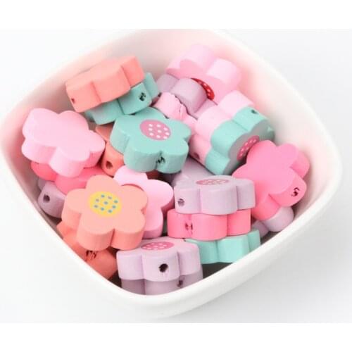 Flower Mix New Natural Wooden Spacer Beads For Decoration Handmade Jewelry Making DIY Accessory 19mm 20pcs