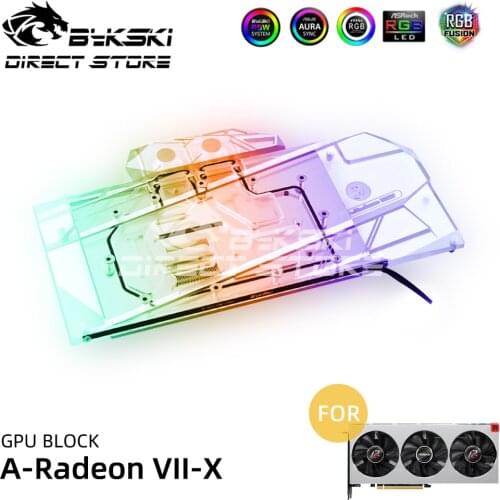 Bykski ARGB GPU Water Block Full Coverage For AMD Radeon VII Founders Edition VGA Block Copper PC Cooler Heatsink A-Radeon VII-X
