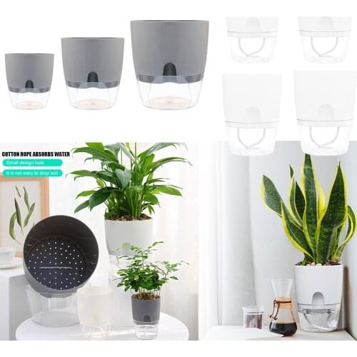1pc Watering Planter Handmade 2 Layer Self Watering Plant Flower Pot With Water Container Round Flowerpot Home Garden Decor