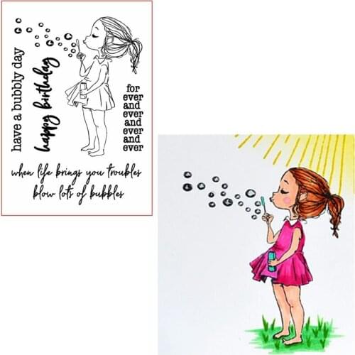 Girl Blowing Bubbles Clear Stamps Sweet Girl For DIY Card Making Kids Transparent Silicone Stamp New 2019