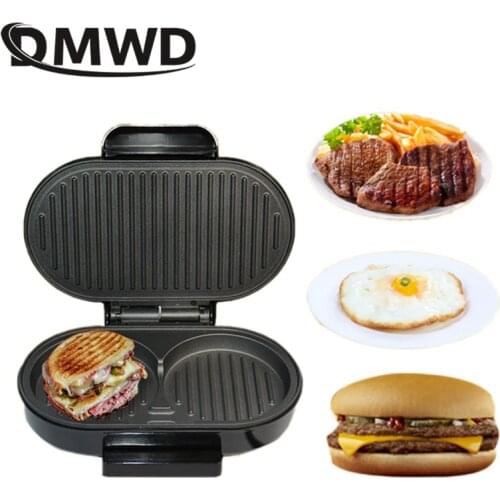 DMWD Home Mini Panini Sandwich Machine 220V Electric Griddle Hamburger Maker Steak Steak Frying Pan Eggs Cooker 750W
