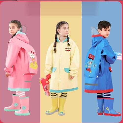 High Quality New Raincoat Children Rain Poncho Boys Girls Poncho with Schoolbag Child Thickened Windbreaker Raincoat Rain Poncho