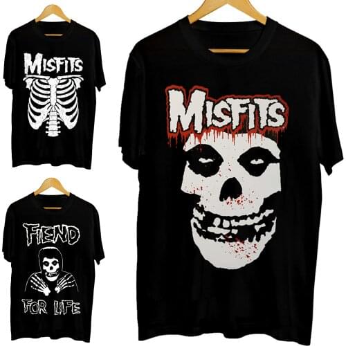 Men T shirt Misfits New Skull Graphic printing Classic funny t-shirt novelty tshirt women Tees Black Cotton Tops O-Neck XS-5XL