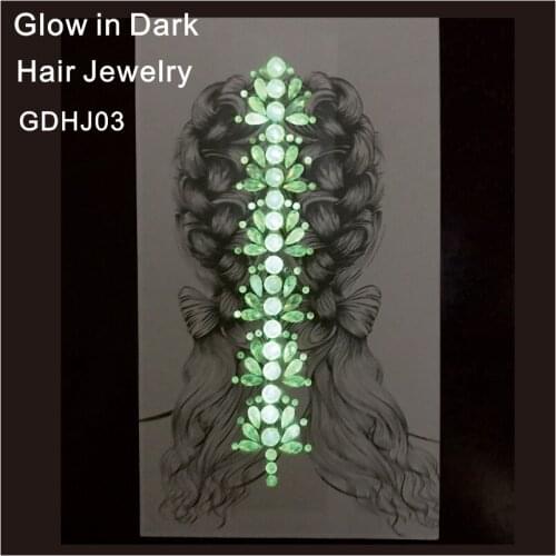 GDHJ03 1 Piece Glow in Dark Rhinestone Glitter Hair Jewelry Sticker Best for Hair Root, Hair Braid Accessories body Art