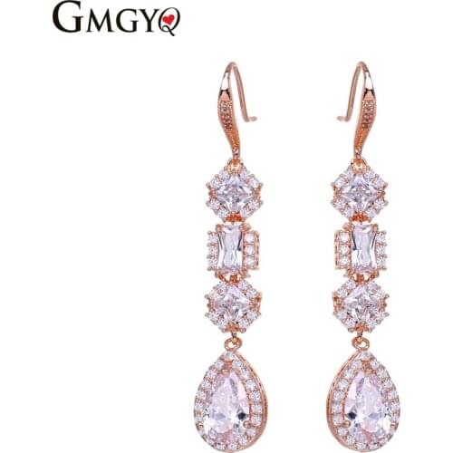 GMGYQ 2018 New Style Beautiful Earrings For Women Sweety Fashion Elegant Cubic Zirconia Jewelry