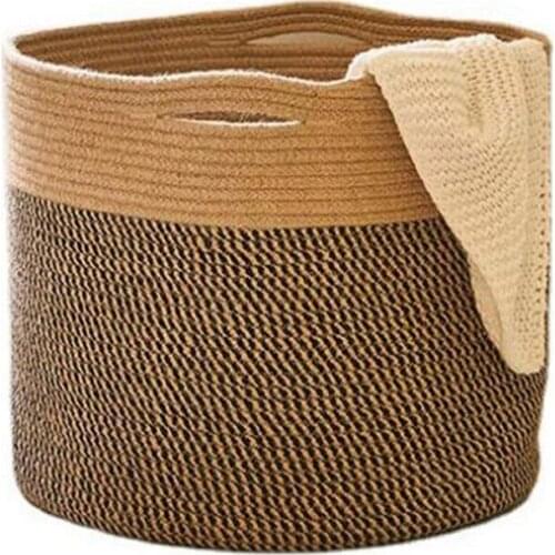 Cotton Rope Woven Basket Bathroom Folding Laundry Basket Dirty Clothes Toy Container Foldable Storage Organizer Bag