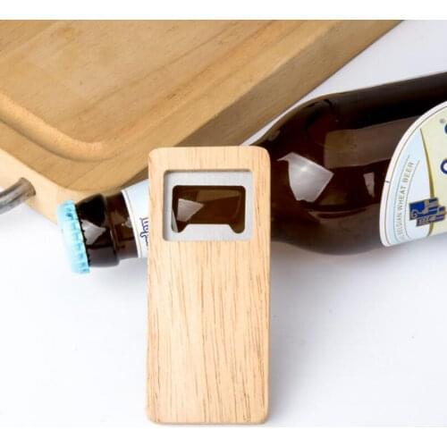 Fine Quality Beer Bottle Opener Wooden Handle Corkscrew Stainless Steel Square Openers For Gift LX6626