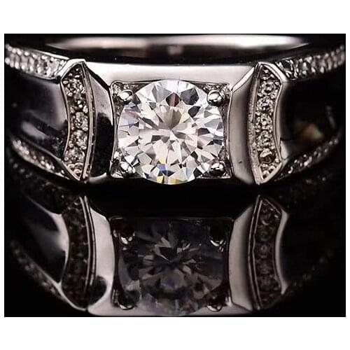 1-2ct D Color Male Moissanite Rings S925 Sterling Silver Platinum Plated Men Ring Fine Jewelry Pass Diamond Tester