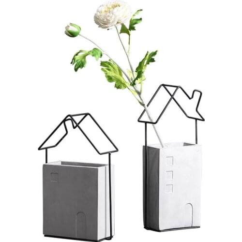 Creative art cement iron vase decoration flower arrangement northern Europe simple living room TV cabinet desktop decoration
