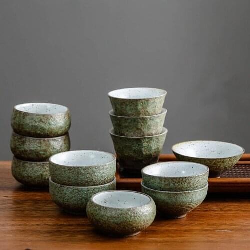 Creative Retro Coarse Pottery Teacups Japanese Style Ceramic Household Kung Fu Master Tea Cups Office Water Mugs Drinkware