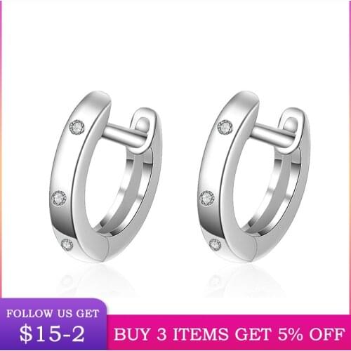LByzHan Pierced Round Earrings Hot Fashion 100% Real 925 Sterling Silver Hoop Earring Silver & Rose Gold Color CME378