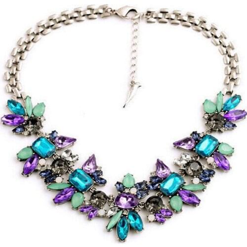 Fashion Women Pendant Chain Silver Plated Bib Statement Choker Necklace