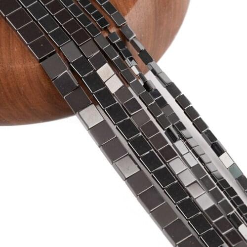 Fashion Black Beads Black Gallstone Material Necklace Bracelet Rectangular DIY Handicraft Jewelry Accessories Wholesale 8x8mm