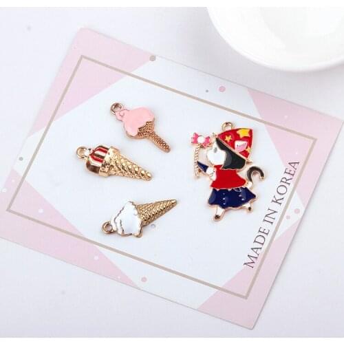 Fashion 40pcs/lot color ice cream/ shape alloy charms for jewelry making earrings/necklace/bracelet diy pendants accessory