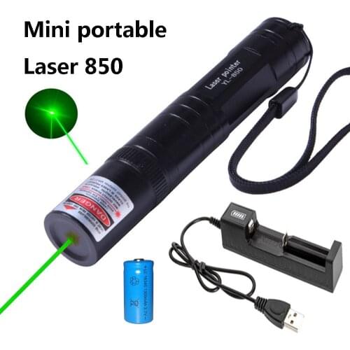 High-power laser 850 pointer 532nm 5mw green laser USB charging mini portable green laser sight with 16340 battery