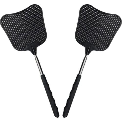 Mosquito and Fly Killing Plastic Fly Swatter Retractable Stainless Steel Rod, Suitable for Indoor and Outdoor Use (2 Pack)