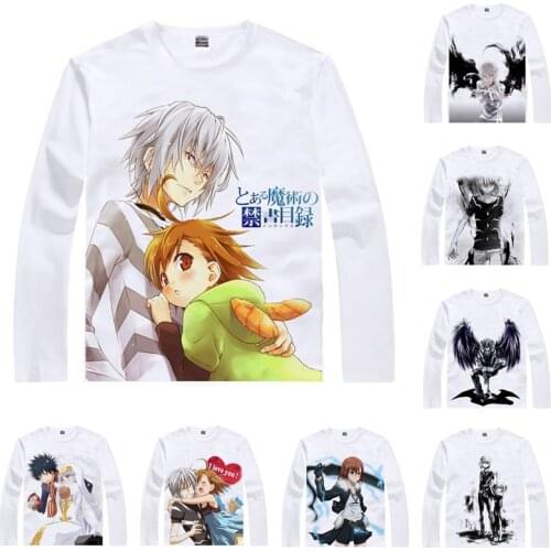 A Certain Magical Index T-Shirts Men Hip Hop Multi-style Long Sleeve Shirt Index Librorum Prohibitorum Kamijo Touma Anime Shirts