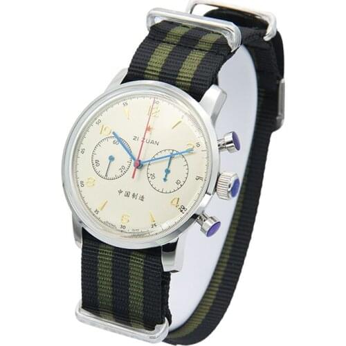 Genuine Redstar new era Designer Series chronograph pilot watchmovement Mens classical Watch cleastal rainbow nylon strap 6806G