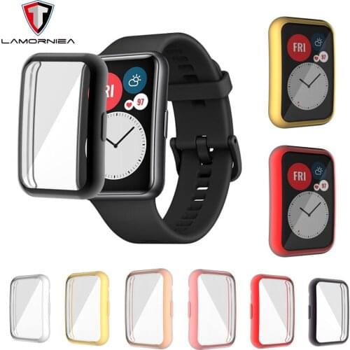 360 TPU Plating Soft Silicone Watch Screen Protector Shell For Huawei Watch Fit Smart Band Bumper Case Cover Accessories