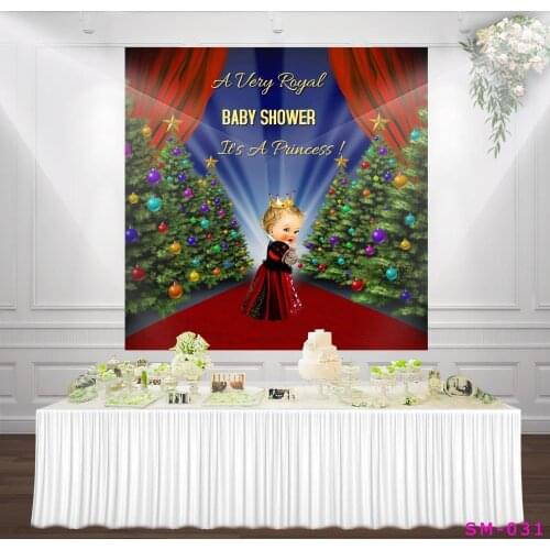 A Very Royal Baby Shower Backdrop Starlit Princess Girl Babyshower Red Carpet Stage Background Cake Table Photography Backdrop