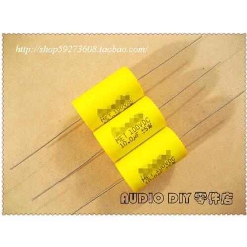 MET series 10uF100V crossover film capacitors axial. Accuracy: 20% and