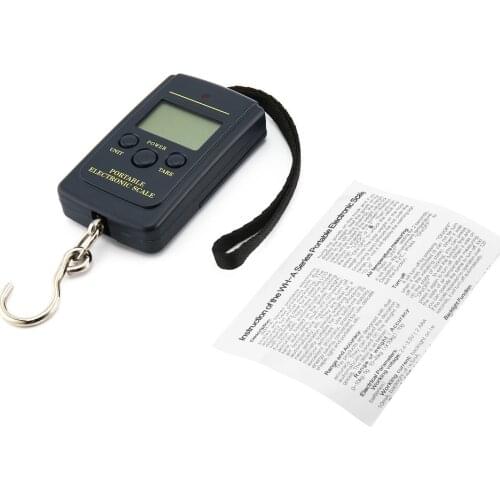 Load 40Kg Pockets Digital Fishing Scale Protable Electronic Hanging Luggage Weighting Multi Used Balance Weight Steelyard Black