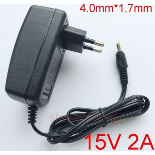 100PCS high quality 15V2A AC 100V-240V Converter Adapter DC 15V 2A 2000mA Power Supply EU Plug 4.0mm x1.7mm