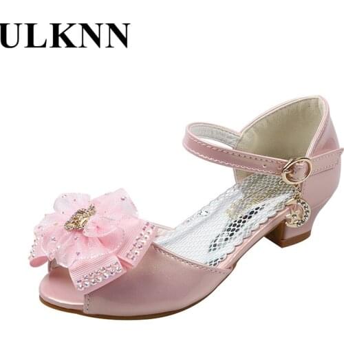 ULKNN Girls sandals 2021 new princess fashionsummer soft bottom childrens high heels Shoes Kids white Ribbons Sandals