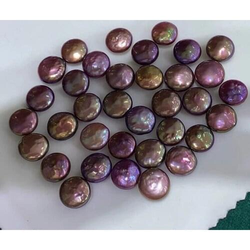 DIY Jewelry Pearl Beads 11-12mm Big Size Button Shape Colorful Real Natural Freshwater Loose Pearls, 10pcs/lot